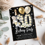 Convites Aniversário de 30 anos Rústico<br><div class="desc">Faça sua celebração de aniversário de 30 anos inesquecível com nossos convites elegantes! Com um fundo de quadro rápido e elementos encantadores como balões de ouro, champanhe, florais, confete e um '30' iluminado, seus convites irão dar o tom para uma festa memorável. Personalize-os facilmente seguindo nosso guia de modelo, garantindo...</div>