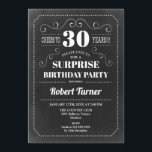 Convites Aniversário de 30 anos Surpresa - Quadro<br><div class="desc">Convite de aniversário de 30 anos surpreendido O retro-quadro legante preto e branco design. Até 30 anos!</div>