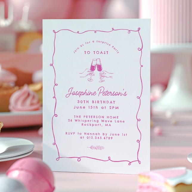 Convites aniversário de 30 anos Surprise Whimsical Doodle (Criador carregado)