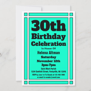 Convites Aniversário de 30 anos Teal