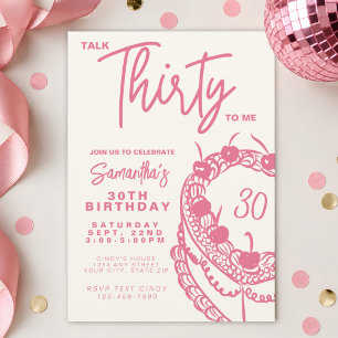 Convites Aniversário de 30 anos Trendy Pink Talk Thirty To