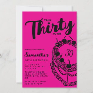 Convites Aniversário de 30 anos Trendy Pink Talk Thirty To
