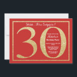 Convites Aniversário de 30 anos Vermelho e Brilhante Dourad<br><div class="desc">Convite para aniversário de 30 anos surpresa. Festa de aniversário Vermelha e Dourada para Lantera Convide com Fundo Vermelho. Surpresa Aniversário. Aniversário Adulto. Homens ou Mulheres Bday Bash Party. Para mais personalização,  clique no botão "Personalizar" e use nossa ferramenta de design para modificar este modelo.</div>