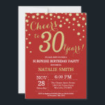 Convites aniversário de 30 anos Vermelho e Diamante Dourado<br><div class="desc">Convite para aniversário de 30 anos surpresa com fundo de diamante vermelho e Dourado. Dourado Confetti. Aniversário Adulto. Homens ou Mulheres Aniversário.
Para mais personalização,  clique no botão "Personalizar" e use a ferramenta design para modificar este modelo.</div>