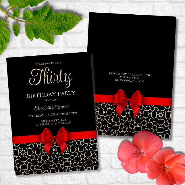 Convites Aniversário de 30 anos Vermelho Geométrico do Dour (Criador carregado)