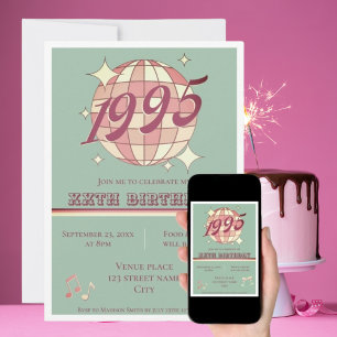 Convites Aniversário de 30 anos Vintage 1995 29th