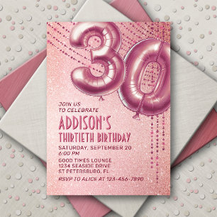 Convites aniversário de 30 anos Womens Rosa Dourado