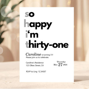 Convites Aniversário de 31 anos Engraçado Humor Divertido