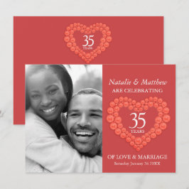 Convites Aniversário de 35 anos de casamento coral laranja