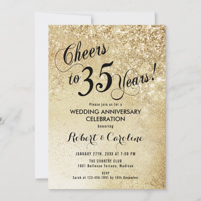 Convites Aniversário de 35 anos de Casamento Ouro (Frente)