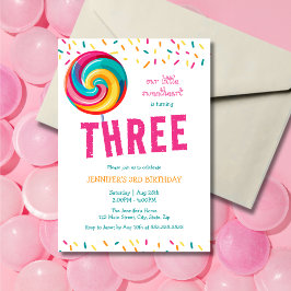 Convites Aniversário de 3 anos de doce doce doce de pirulit