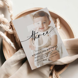 Convites Aniversário de 3 anos de Foto Minimalista
