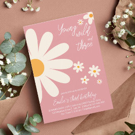 Convites Aniversário de 3 anos de margarida do deserto retr