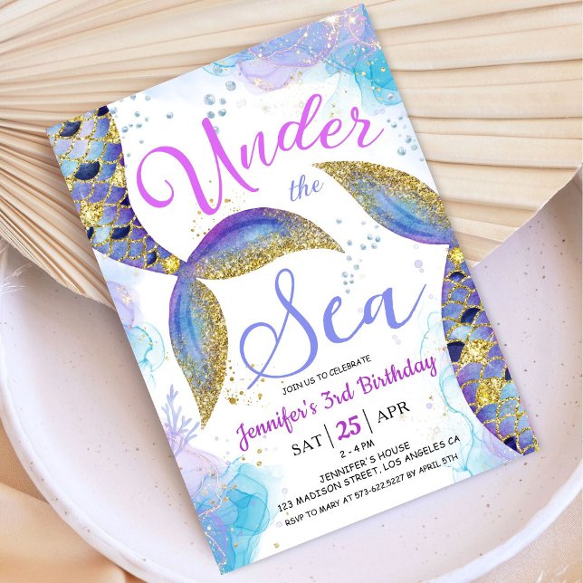 Convites Aniversário de 3 anos de Sereia debaixo do mar (Criador carregado)