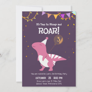 Convites Aniversário de 3 anos de Stomp e Roar
