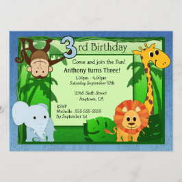 Convites aniversário de 3 anos de Tema de Selva