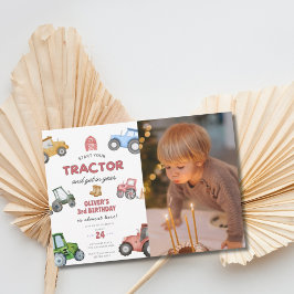 Convites Aniversário de 3 anos de trator de fotos personali