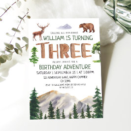 Convites Aniversário de 3 anos de três Explorer Adventure B