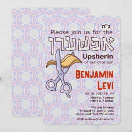 Convites Aniversário de 3 anos de Upsherin First Haircut Ju