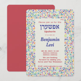 Convites Aniversário de 3 anos de Upsherin First Haircut Ju