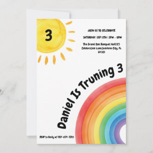 Convites Aniversário de 3 anos do Arco-Íris, Festa de anive