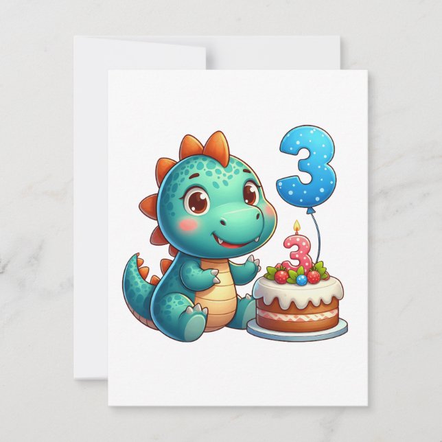Convites Aniversário de 3 anos do Dino (Frente)