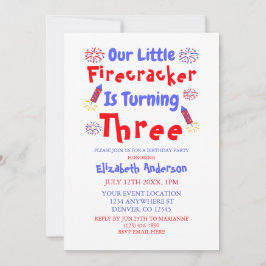 Convites Aniversário de 3 anos do Firecracker