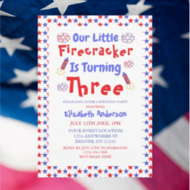 Convites Aniversário de 3 anos do Firecracker