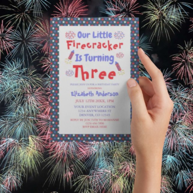 Convites Aniversário de 3 anos do Firecracker (Criador carregado)