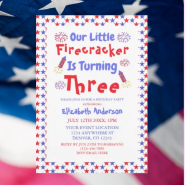 Convites Aniversário de 3 anos do Firecracker (Criador carregado)