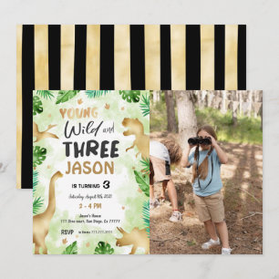 Convites aniversário de 3 anos, Foto de aniversário do Dino