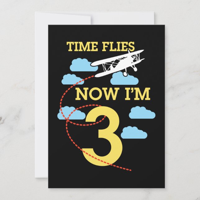 Convites Aniversário de 3 anos Meninos Avião 3 anos de idad (Frente)