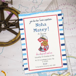 Convites Aniversário de 3 anos náutica de faixa