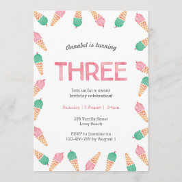 Convites aniversário de 3 anos | SORVETE