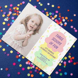 Convites aniversário de 3 anos sorvete