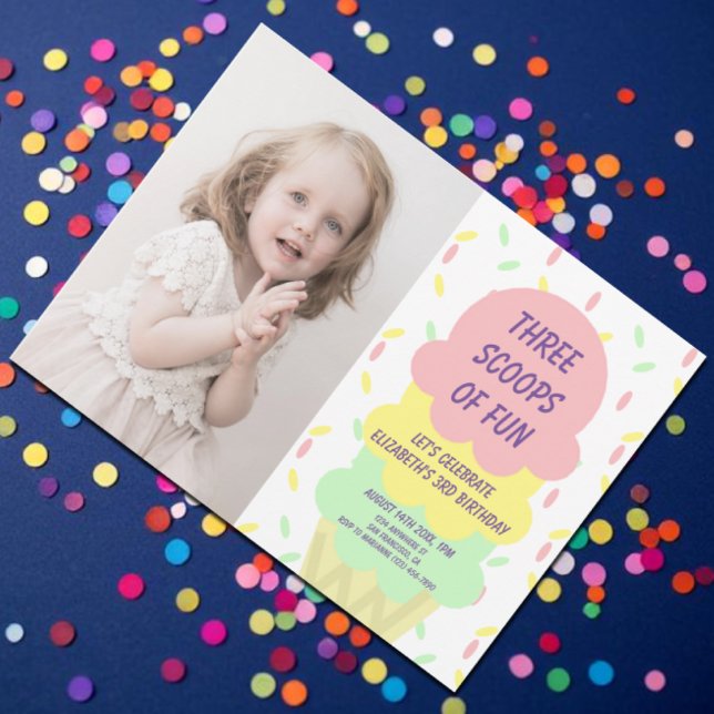 Convites aniversário de 3 anos sorvete (Criador carregado)