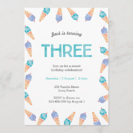 Convites aniversário de 3 anos | SORVETE