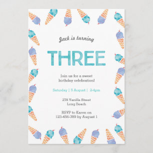 Convites aniversário de 3 anos SORVETE