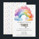 Convites aniversário de 3 anos Watercolor Rainbow Kids<br><div class="desc">Diversão do arco-íris,  festa de crianças temidas. Disponível como um download digital imprimível. Excelente para qualquer estação. Vamos construa algo divertido para o seu pequeno aniversário! Cores d'água personalizadas,  personalizadas,  editáveis e eletrônicas para download,  cores brilhantes e pastéis. ilustração química,  confetti,  script</div>