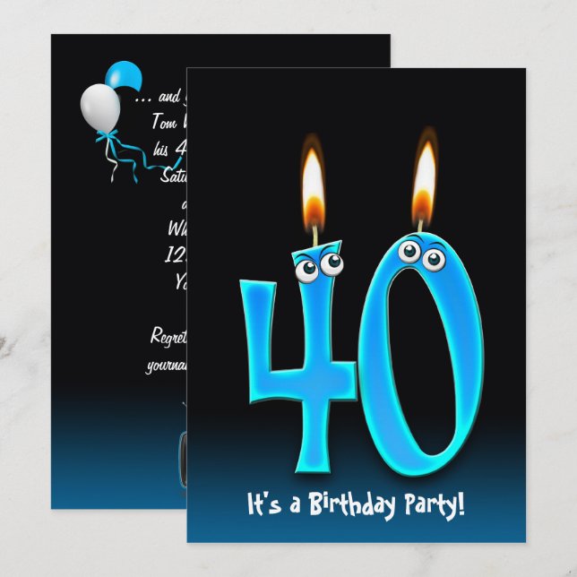 Convites aniversário de 40 anos (Frente/Verso)