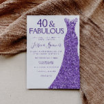 Convites Aniversário de 40 anos<br><div class="desc">Aniversário de 40 anos das Mães Roxas Glitter Vestidas Ver itens correspondentes em Niche e Nest Store</div>