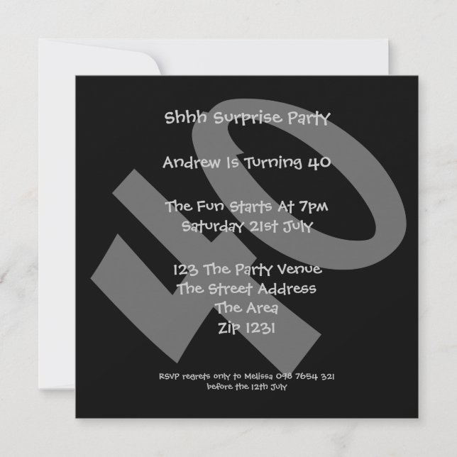 Convites aniversário de 40 anos (Frente)