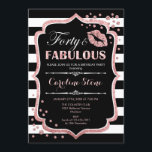 Convites aniversário de 40 anos - 40º Fabuloso Rosa preto D<br><div class="desc">Convite para aniversário de 40 anos. Design branco preto elegante com ouro brilhante rosa. Apresenta lábios cor-de-rosa beijando,  listras brancas pretas,  confetti e fonte de script. Perfeito para uma bolsa mensageifesta de aniversario elegante. 30 Fabulosos! Envie-me uma mensagem se precisar de mais personalização.</div>