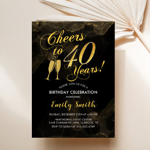 Convites aniversário de 40 anos - Anima-Se A 40 Anos Dourad