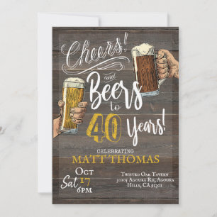 Convites Aniversário de 40 anos, Aplausos e Cervejas