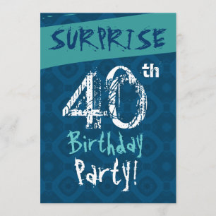 Convites aniversário de 40 anos azul SURPRISE e Modelo Aqu
