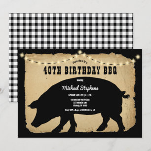 Convites Aniversário de 40 anos Barbeque de Porco Russo - C