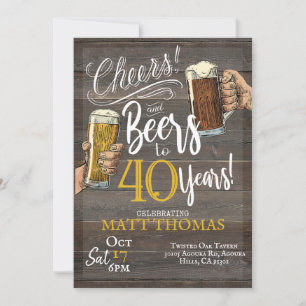 Convites Aniversário de 40 anos, Cheers e Cervejas