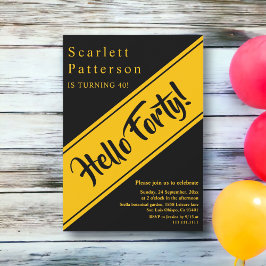 Convites Aniversário de 40 anos Chic Dourado E Preto De Lux