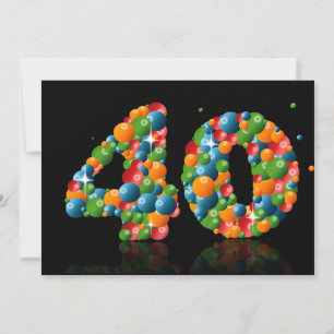 Convites aniversário de 40 anos, com bolhas e bolas